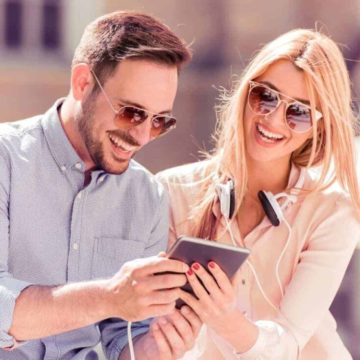 Couple asking each other fun questions on date night