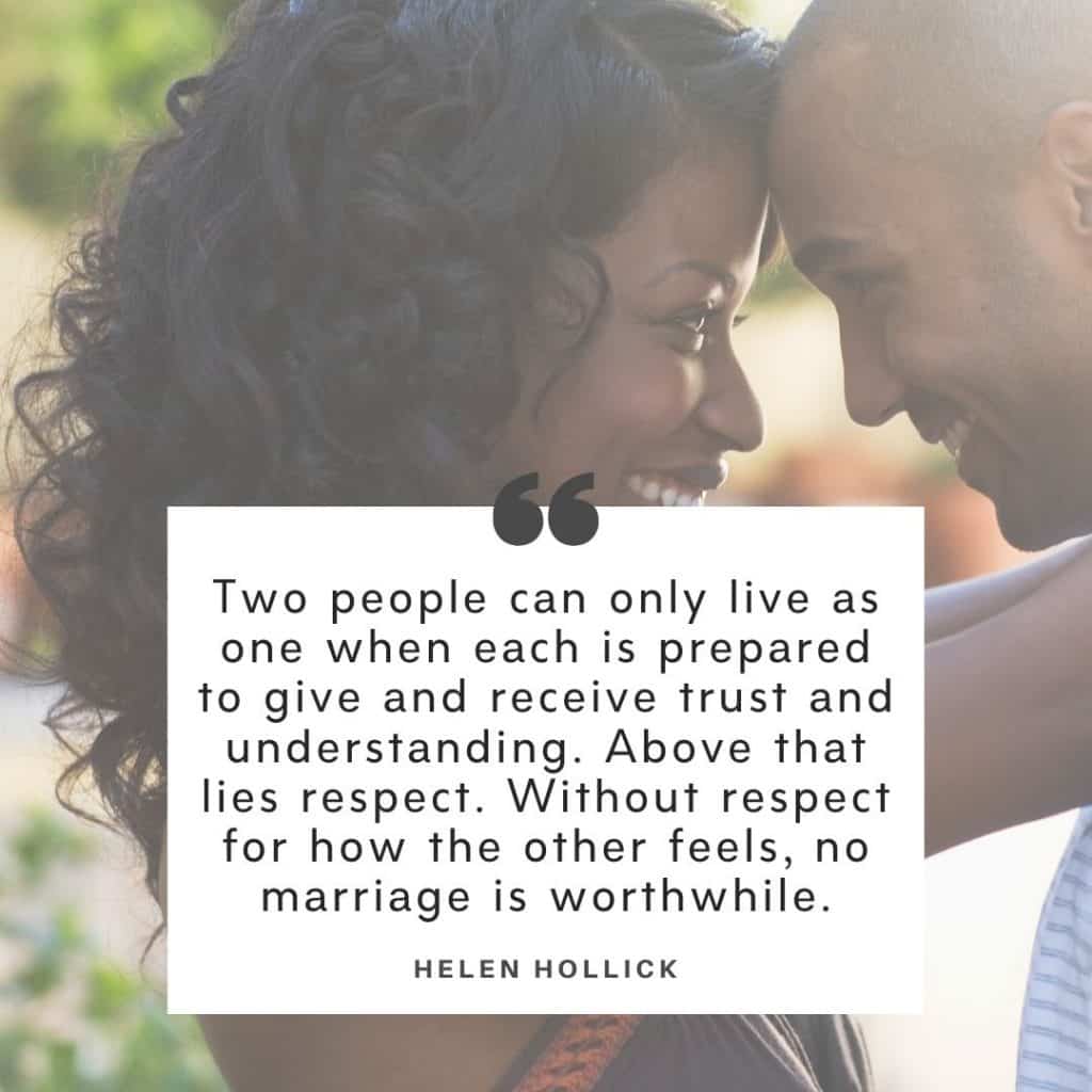 Helen Hollick marriage problems quote. Background image of a black couple holding each other and smiling.