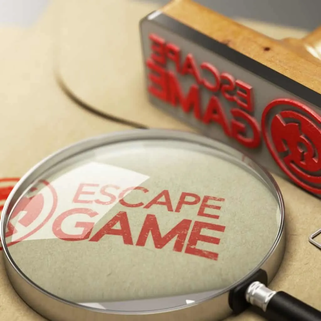 A stamp saying Escape game: a rainy day date idea