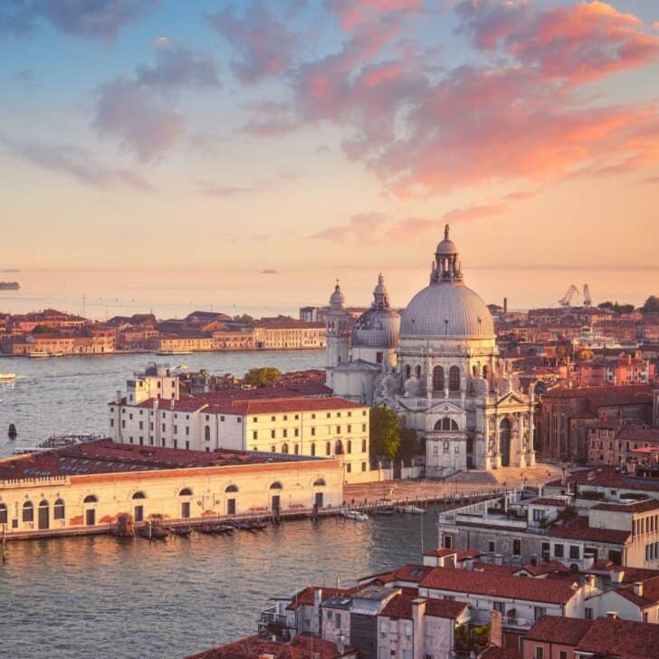 A beautiful view of the Venice skyline as one of the most romantic cities in Europe