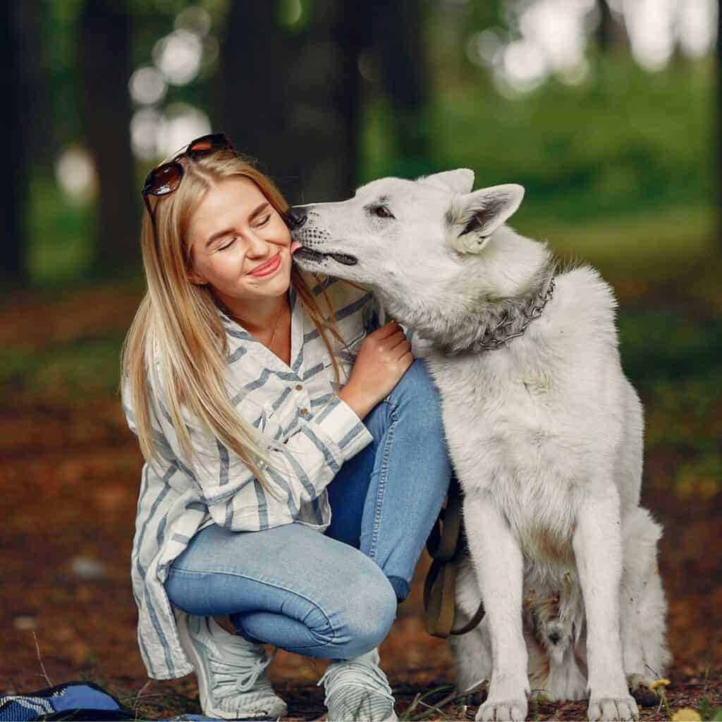 A woman and her rescue dog