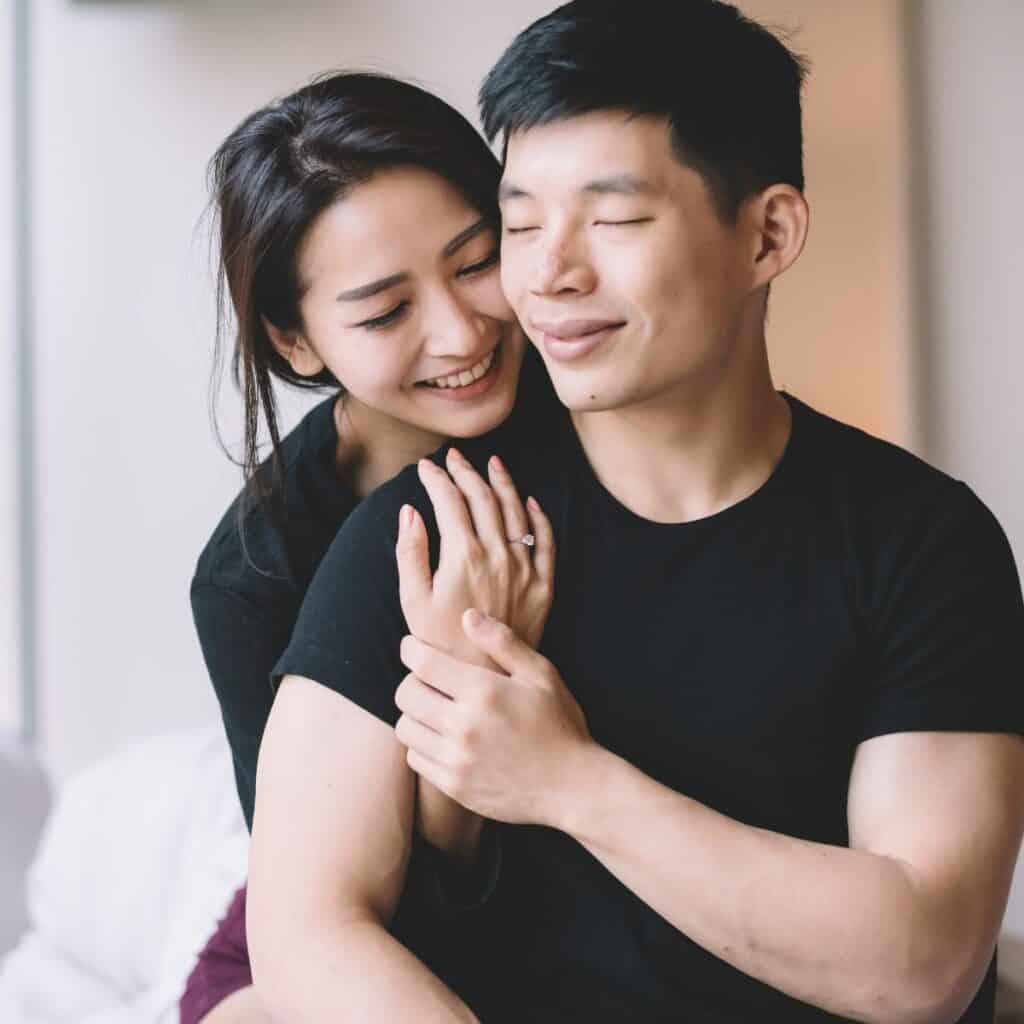 A couple hugging