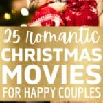 Three images including one of Couple sitting on the couch holding popcorn. They are about to watch one of these romantic Christmas movies.