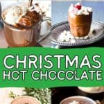 A collage of Christmas hot chocolate drinks