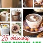 A collage of Christmas hot chocolate drinks