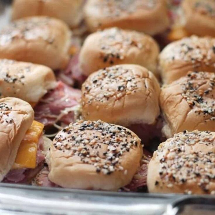 Everything bagel ham and cheese sliders perfect as Super bowl appetizer