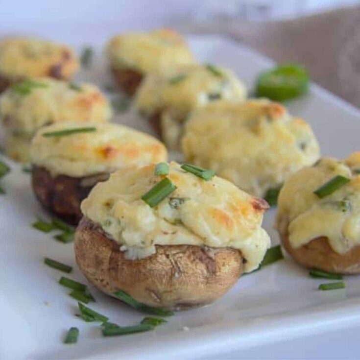 Jalape&ntilde;o popper stuffed mushrooms perfect as Super bowl appetizer