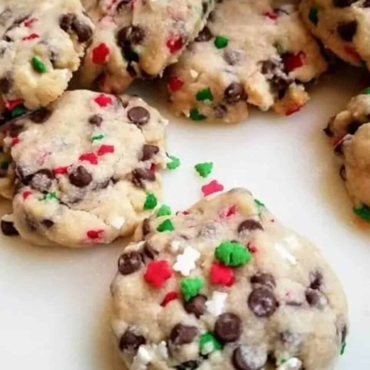 Christmas chocolate chip sprinkles perfect to serve as Christmas cookies