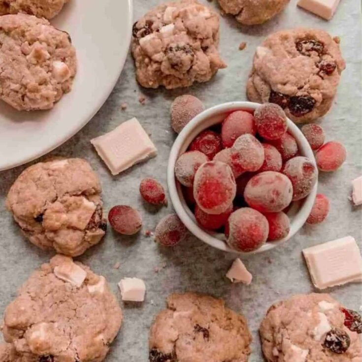 Healthy Cranberry white chocolate cookies perfect to serve as Christmas cookies
