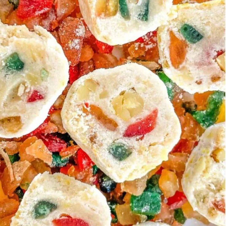 Snowball fruitcake cookies perfect to serve as Christmas cookies