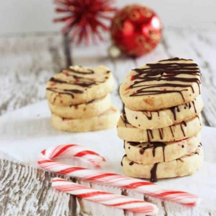 A set of choco peppermint slice shortbread perfect to serve as Christmas cookies