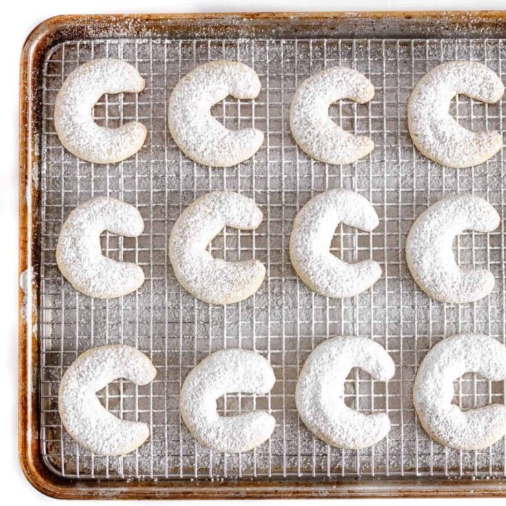Vanillekipferl dusted with powdered sugar perfect to serve as Christmas cookies