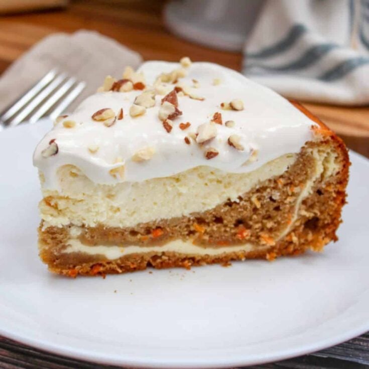 A slice of carrot swirl cheesecake