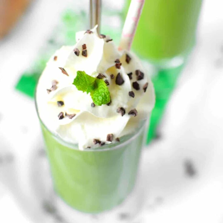 A glass of healthy shamrock shake