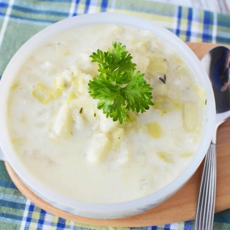 A bowl of instant pot Irish colcannon soup