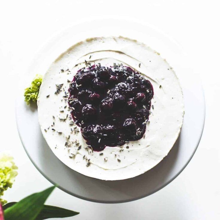 A no bake blueberry cheesecake with lavender