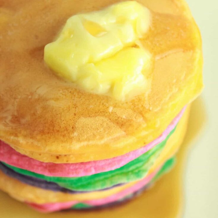 A set of delicious rainbow pancakes