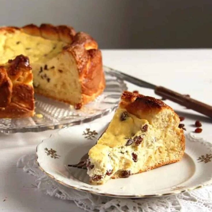 A slice of Romanian Easter cheesecake