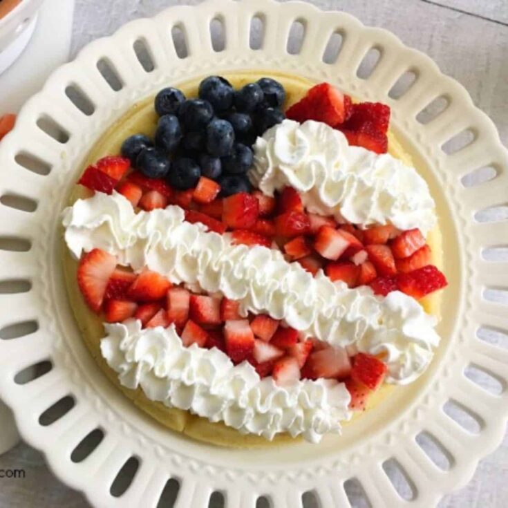 A plate of flag waffle recipe perfect for 4th of July breakfast ideas