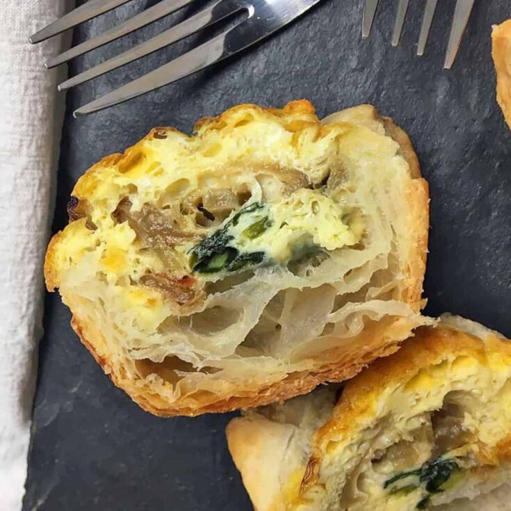 A slice of mini breakfast quiches
