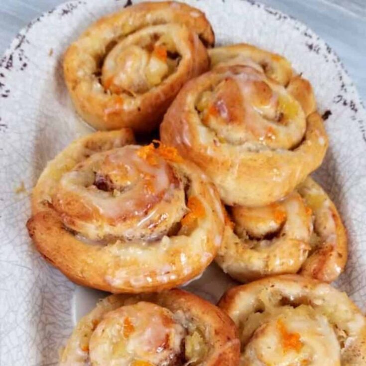 A set of orange pineapple sweet rolls