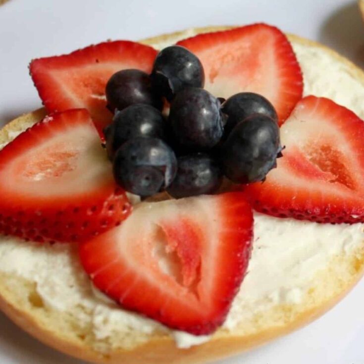An appetizing dish of patriotic bagel perfect as one of 4th of July breakfast ideas