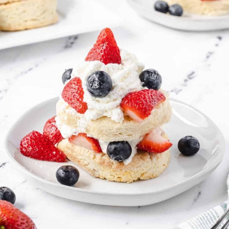 A slice of Blueberry strawberry shortcake perfect as Patriotic Cookies