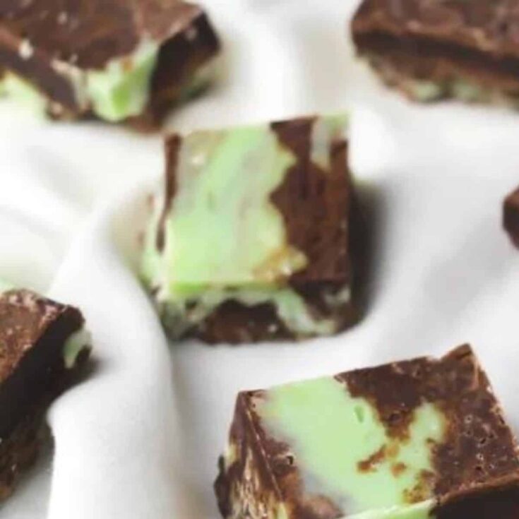 Easy 5 ingredient mint chocolate fudge perfect for St. Patrick's Day treats