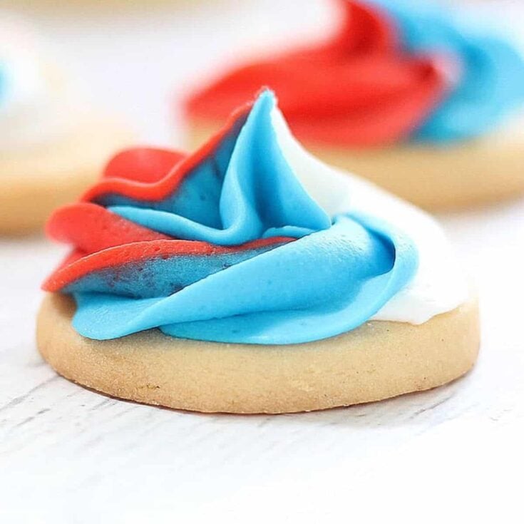 Easy red, white, and blue swirl cookies perfect as Patriotic Cookies