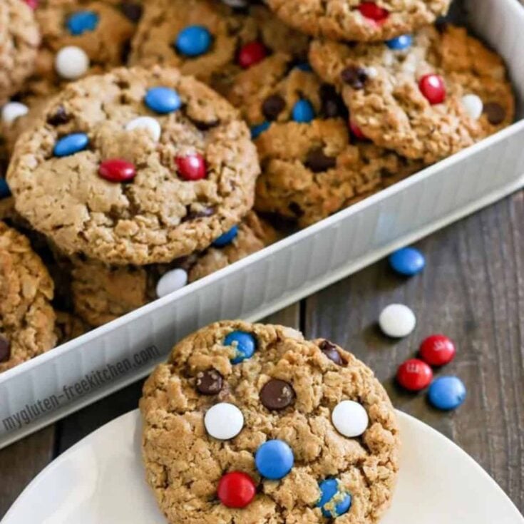 Gluten free monster cookies perfect as Patriotic Cookies
