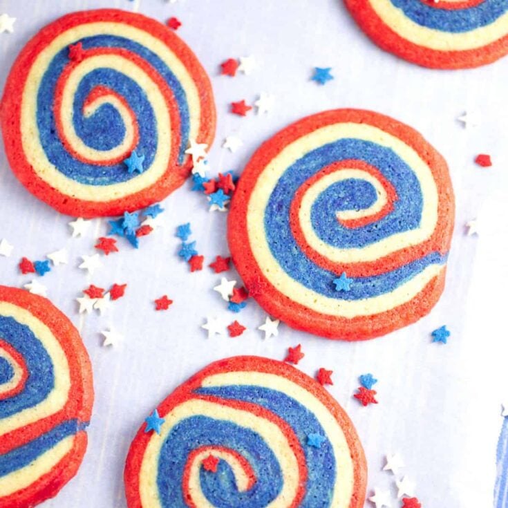 A set of appetizing Patriotic pinwheel cookies