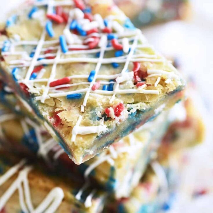 Patriotic red white and blue blondies perfect as Patriotic Cookies
