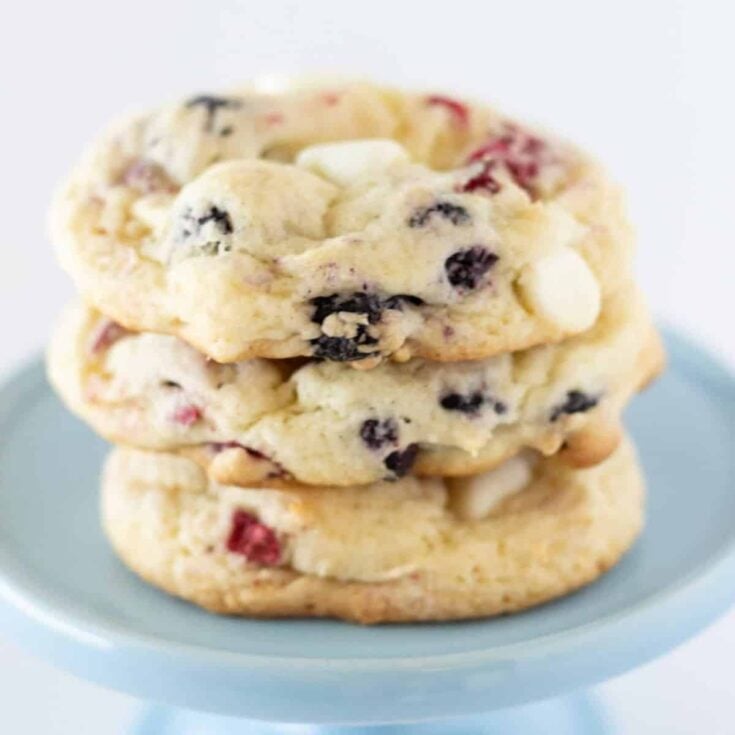 A plate of red, white, and blue cake mix cookies recipe perfect as Patriotic Cookies