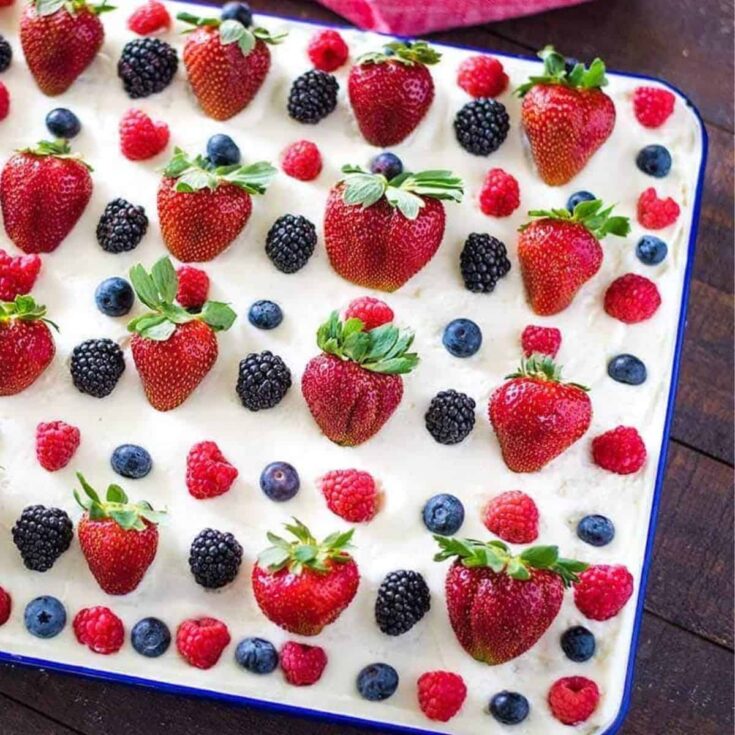 A tray of delicious Chantilly sheet Patriotic Cake