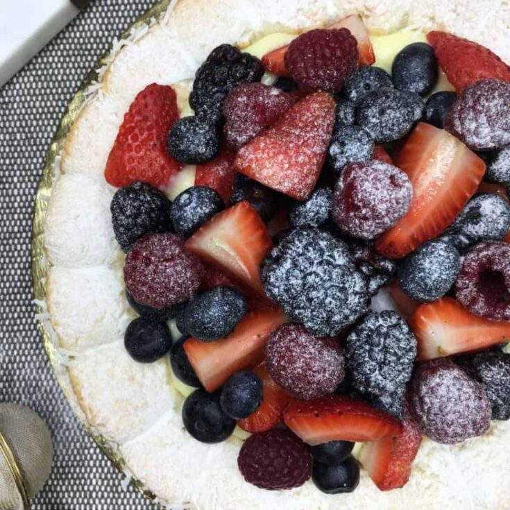 A delicious Coconut dacquoise Patriotic Cake