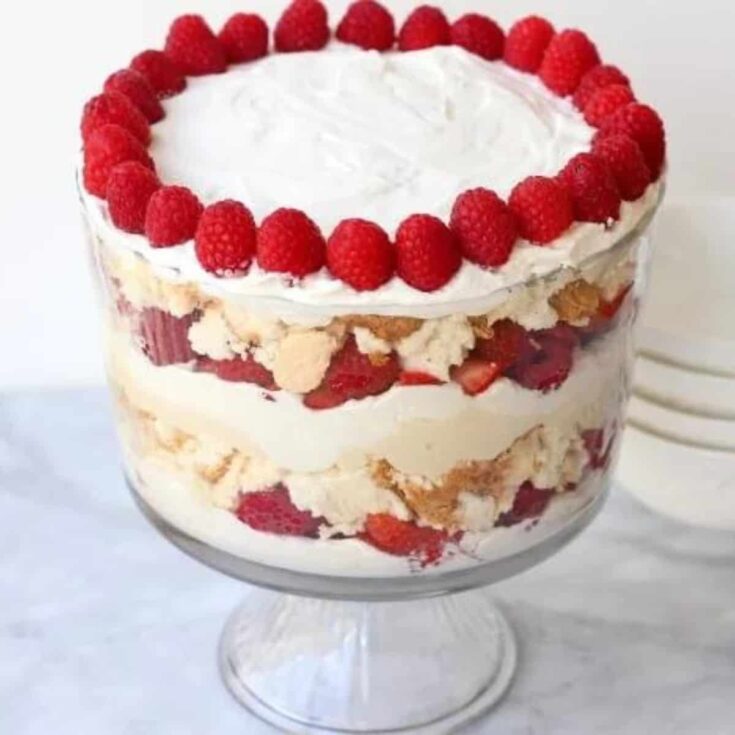 An appetizing bowl of gluten-free strawberry cream cheese: red, white and blue trifle recipes