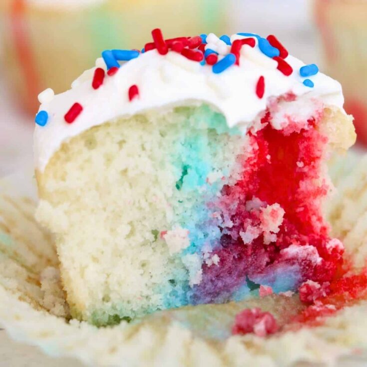 An appetizing Jello Patriotic Cupcakes