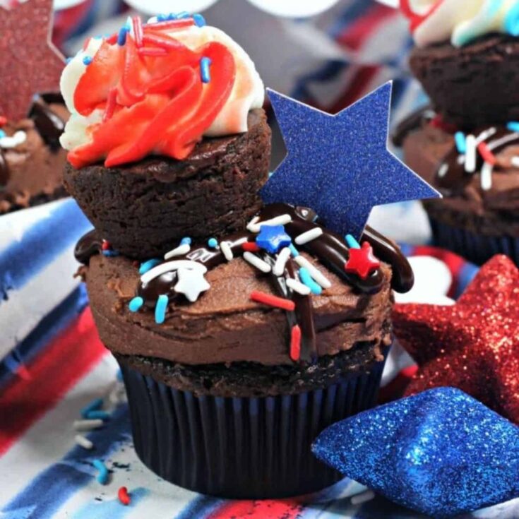 Delicious brownie Patriotic Cupcakes