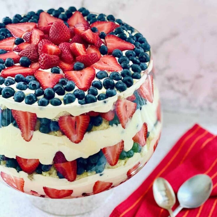 Summer berry red, white and blue trifle
