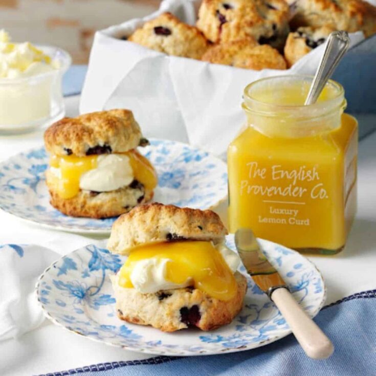 Blueberry and lemon scones perfect for an English afternoon tea party