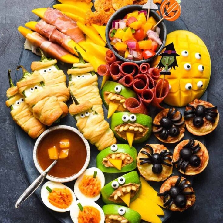 Cute Halloween charcuterie snack boards