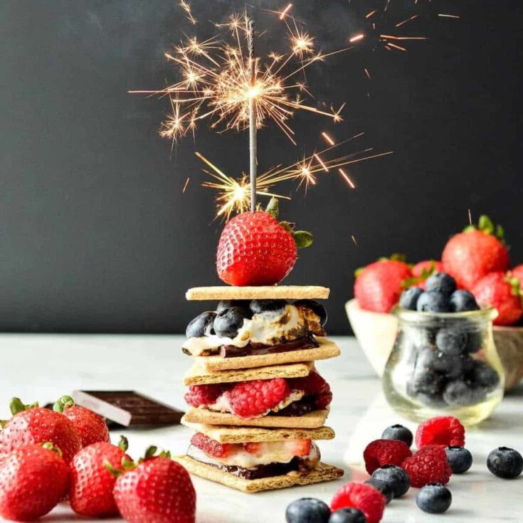 Dark chocolate fresh berry smores Patriotic Dessert