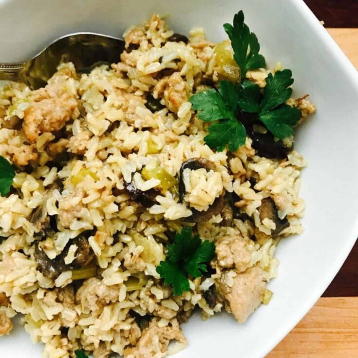 Instant pot Thanksgiving brown rice and sausage stuffing