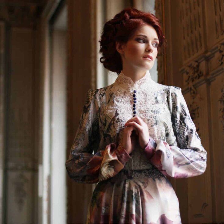 A woman from the victorian era looking outside the window: Elizabeth Barrett Browning love quotes