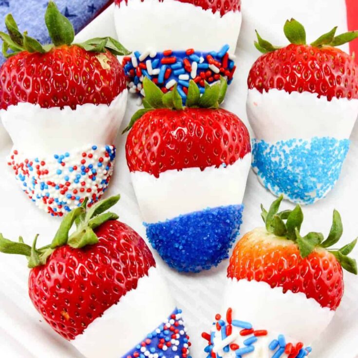 Chocolate covered strawberries perfect as a Patriotic Dessert