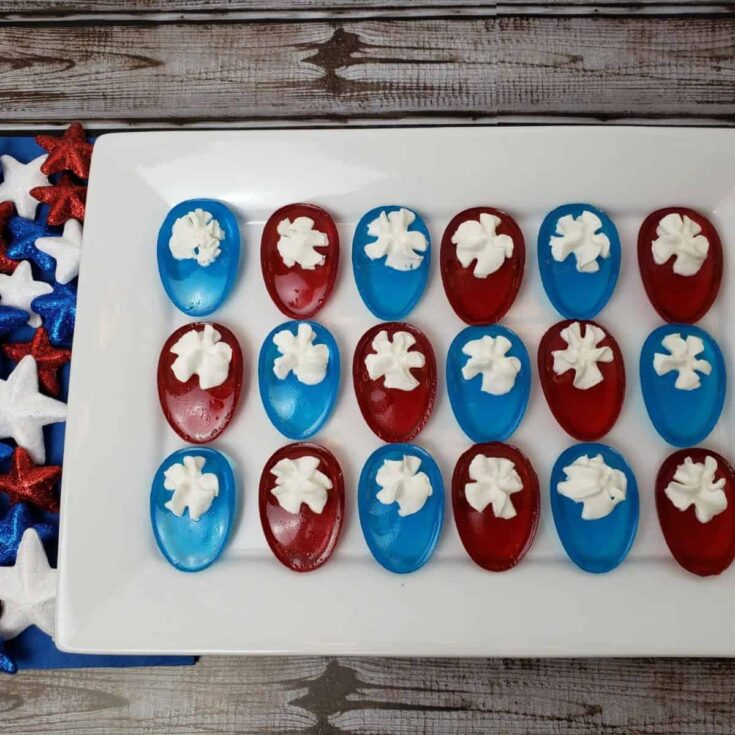 A set of deviled jello eggs Patriotic Desserts