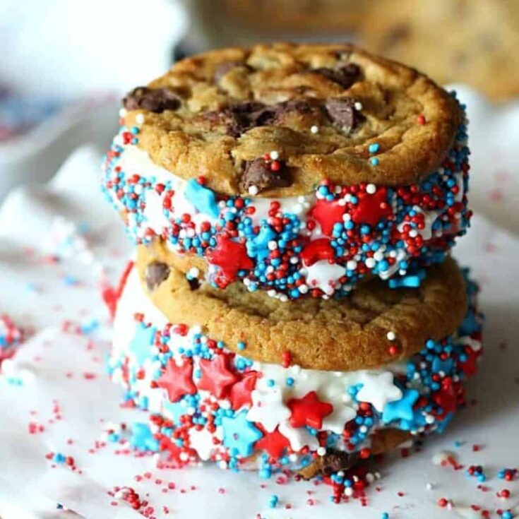 A set of ice cream sandwiches Patriotic Desserts