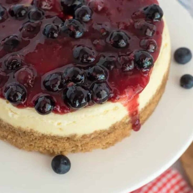 A plate of red, white and blue Instant Pot cheesecake Patriotic Dessert