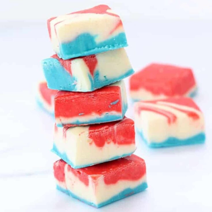 A set of red, white and blue fudge Patriotic Dessert