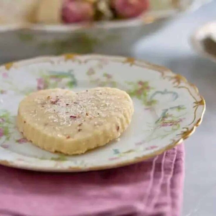 A plate of Rose scented shortbread perfect for an English afternoon tea party